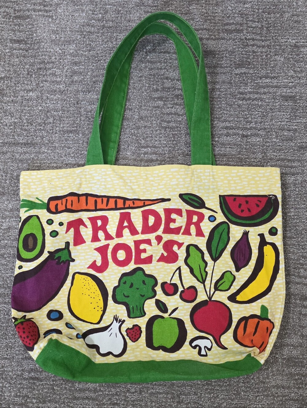 EUC Trader Joe's Fruits & Vegetables Reusable Canvas Tote Bag Granola Girl